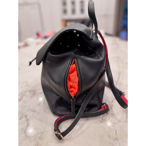 Paul's Boutique London Backpack Black Faux Leather City Minimalist Dark Academia - Picture 3 of 11